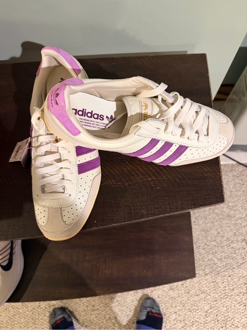 adidas Japan W Leather Sneakers in White/Purple Brand new with tags women’s 11.5 - Picture 7 of 9